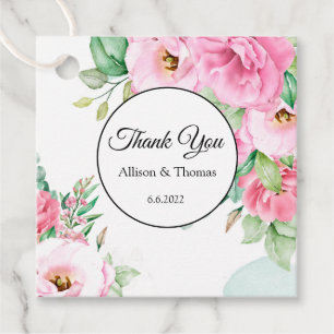 Gift Tag Pink Floral Thank You