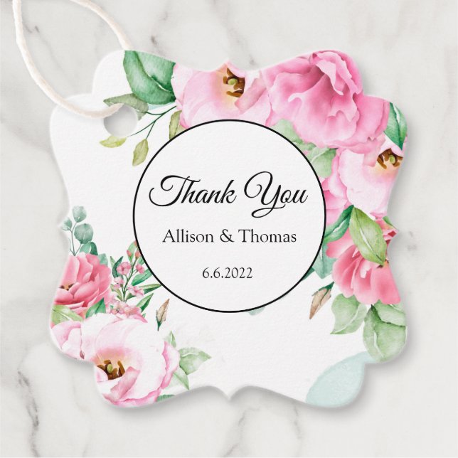 Gift Tag Pink Floral Thank You (Front)