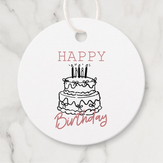 Gift Tag Round - Minimalist Birthday  (Front)