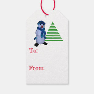 Gift Tag - Snowman and Tree