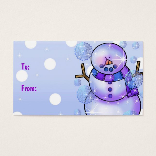 Gift Tag-Snowman Happy Holidays Christmas (Front)