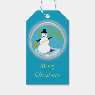 Gift Tag - Snowman inside Globe