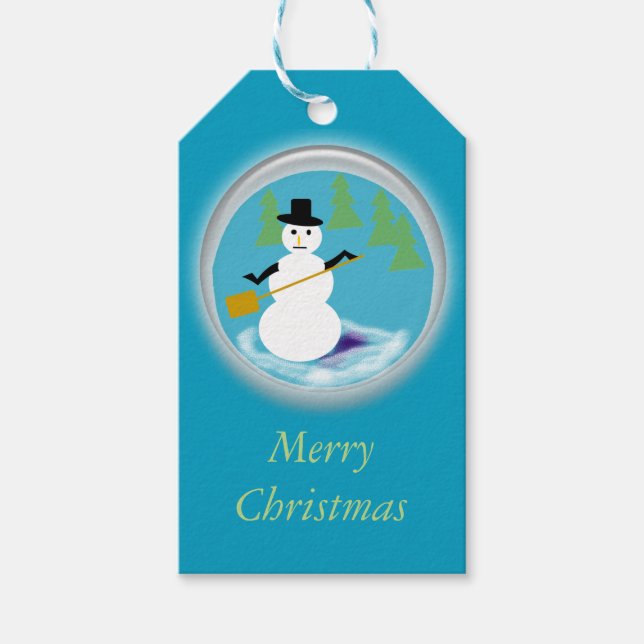 Gift Tag - Snowman inside Globe (Front)