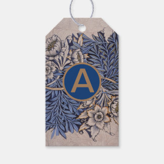 GIFT TAG WILLIAM MORRIS BLUE CUSTOM INITIAL
