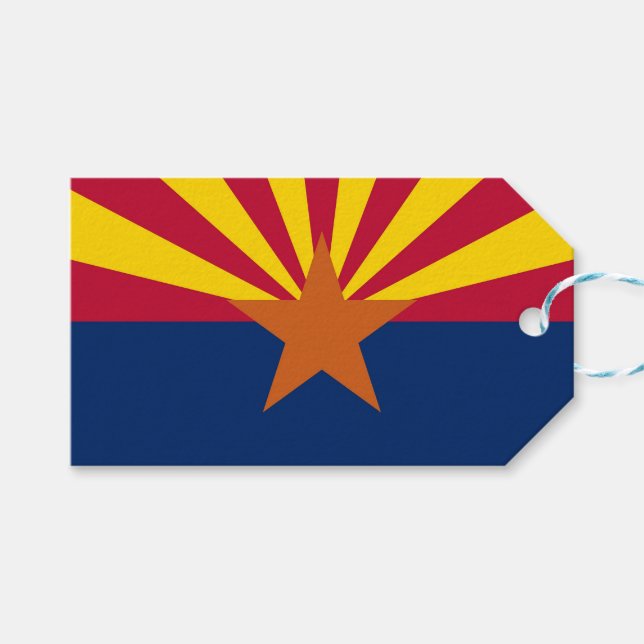 Gift Tag with Flag of Arizona State, USA (Front (Horizontal))