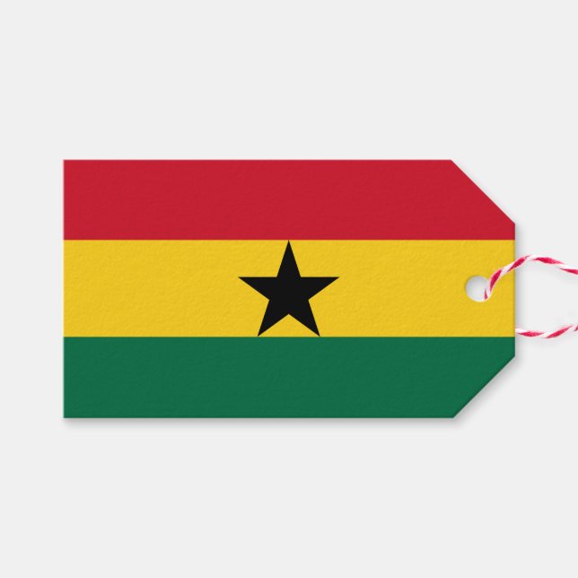 Gift Tag with Flag of Ghana (Front (Horizontal))