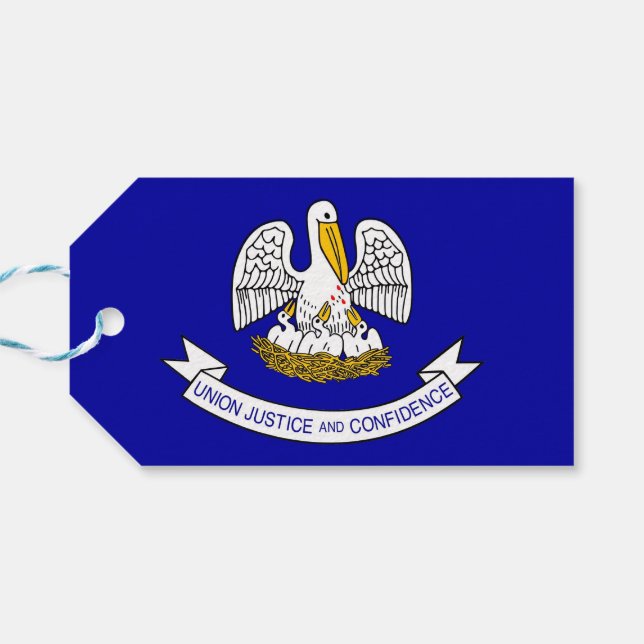 Gift Tag with Flag of Louisiana State, USA (Back Horizontal)