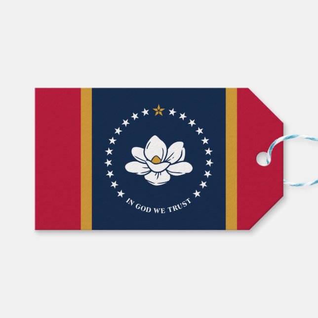 Gift Tag with Flag of Mississippi, USA (Front (Horizontal))