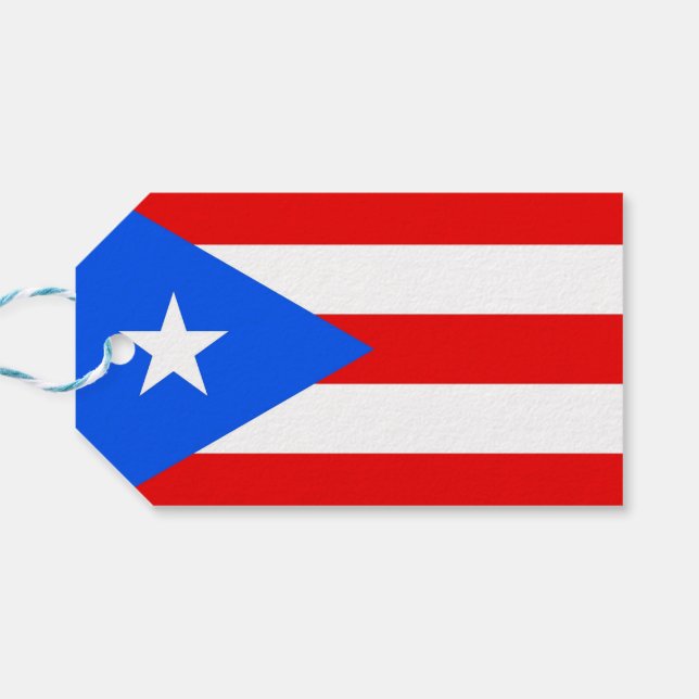 Gift Tag with Flag of Puerto Rico, USA (Back Horizontal)