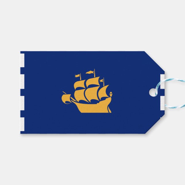Gift Tag with Flag of Quebec City, Canada (Front (Horizontal))