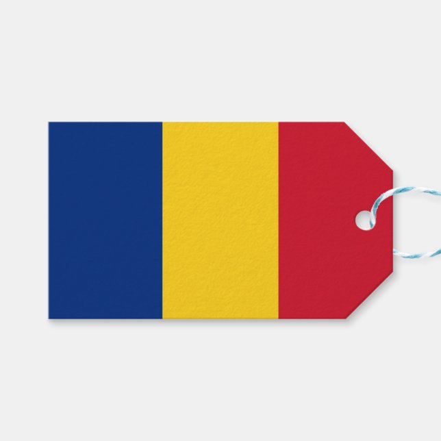 Gift Tag with Flag of Romania (Front (Horizontal))