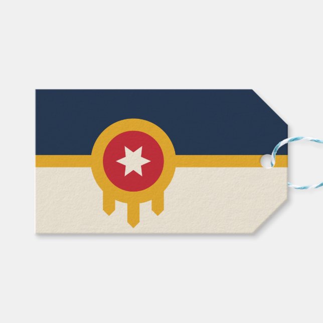 Gift Tag with Flag of Tulsa, Oklahoma (Front (Horizontal))