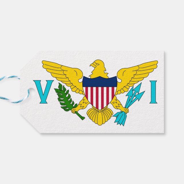 Gift Tag with Flag of Virgin Islands, USA (Back Horizontal)