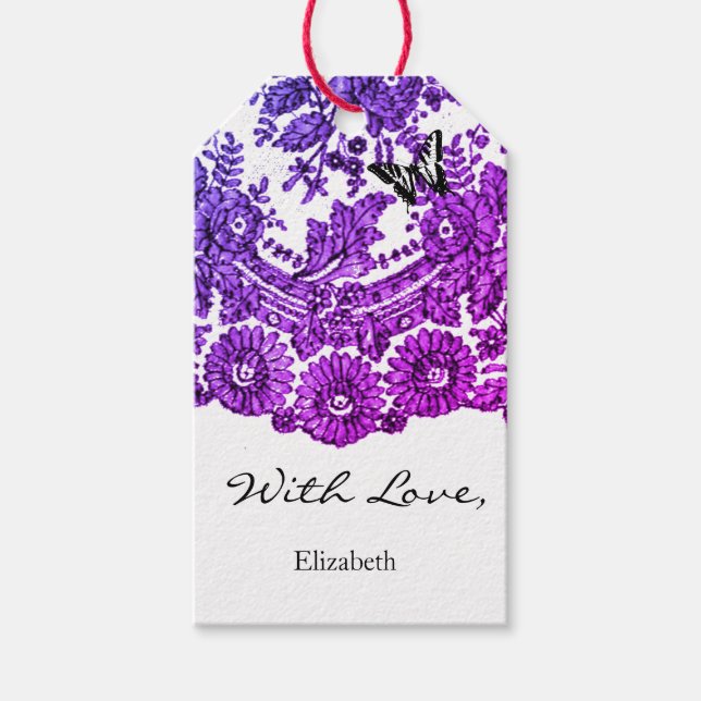 GIFT TAG WITH LOVE ANTIQUE LACE CUSTOM NAME (Front)