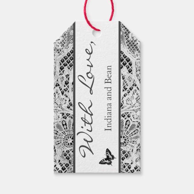 GIFT TAG WITH LOVE CUSTOM NAME ANTIQUE LACE (Front)
