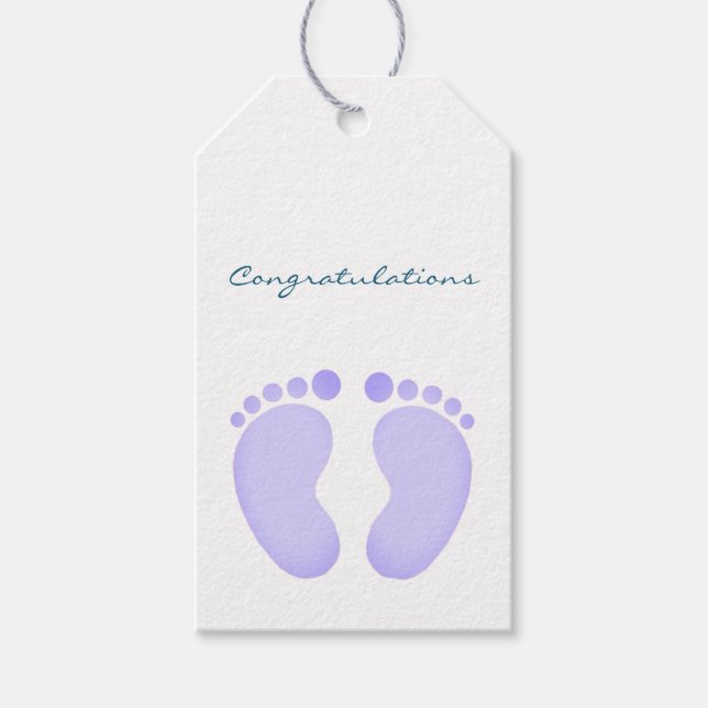 Gift Tags - Congratulations Blue Footprints (Front)