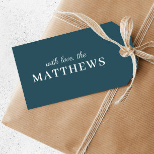 Gift Tags Modern Minimal Your Name Trendy Blue