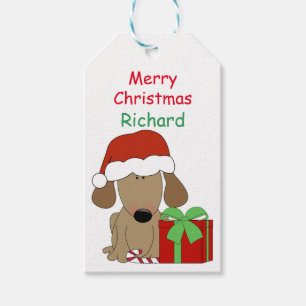 Gift Tags - Puppy with Present and Candy Stick