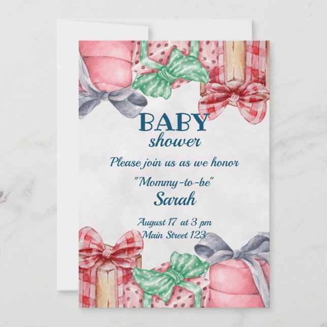 Gift Themed Baby Shower Invitation (Front)