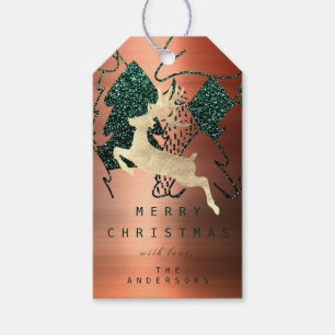 Gift To Glitter Copper Gold Snow Christmas Tree Gift Tags