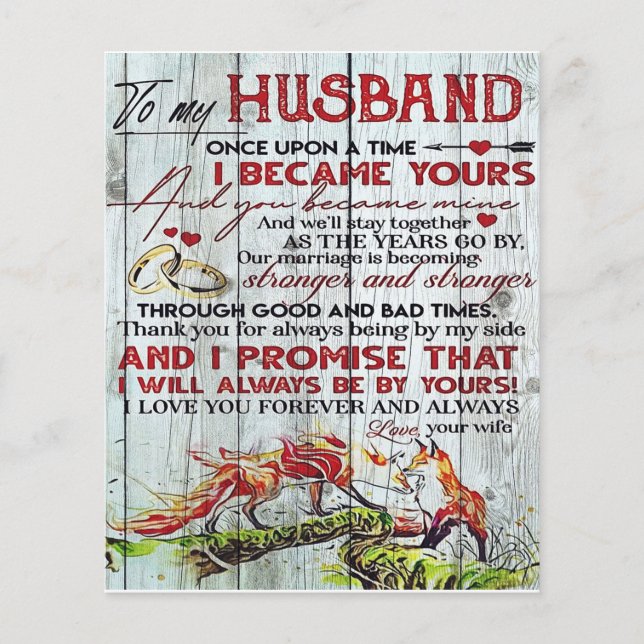 Gift To My Husband, Love Quotes Letter (Front)