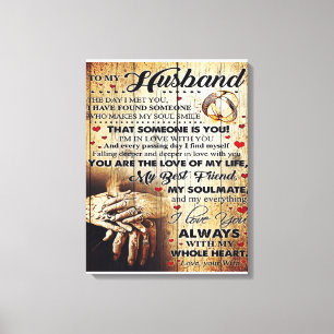 Gift To My Husband, Love Quotes Letter Canvas Print