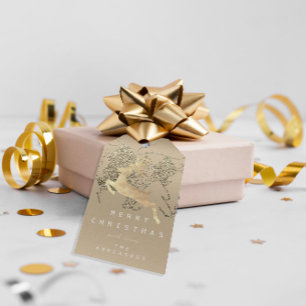 Gift To Reindeer Ivory Sepia Gold Christmas Tree Gift Tags