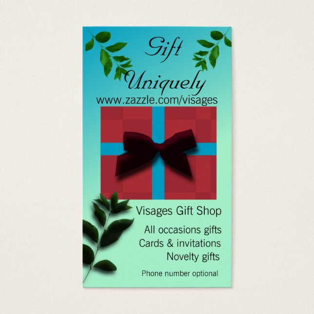 Gift Uniquely Gift Shop Classy Business Card (Front)