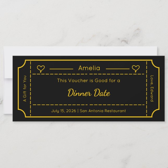 Gift Voucher, Custom Gift Ticket Card (Front)