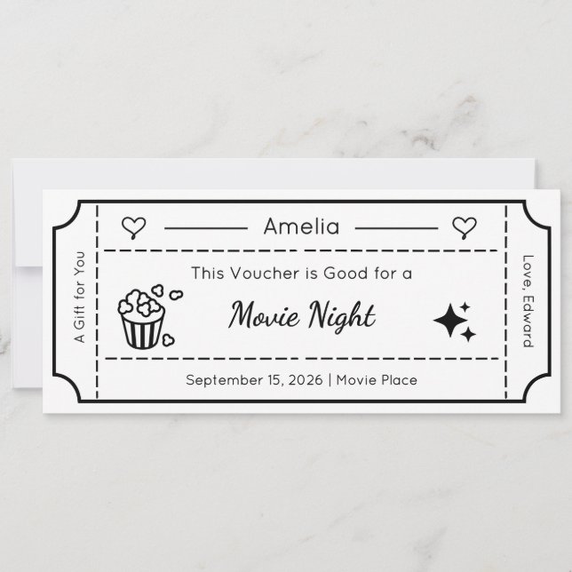 Gift Voucher, Custom Gift Ticket Card (Front)