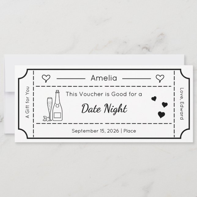 Gift Voucher, Custom Gift Ticket Card (Front)