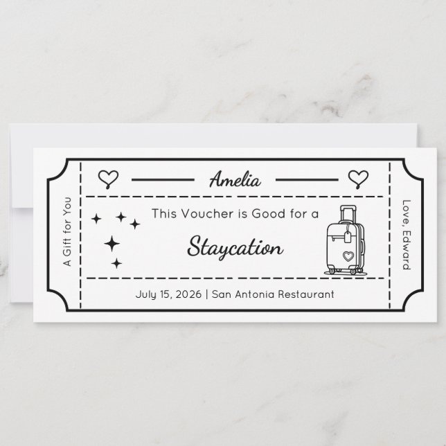Gift Voucher, Custom Gift Ticket Card (Front)