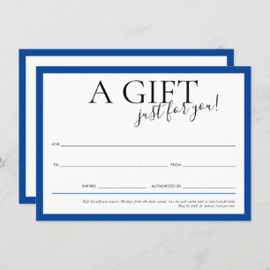 GIFT VOUCHER elegant chic business royal blue Invitation
