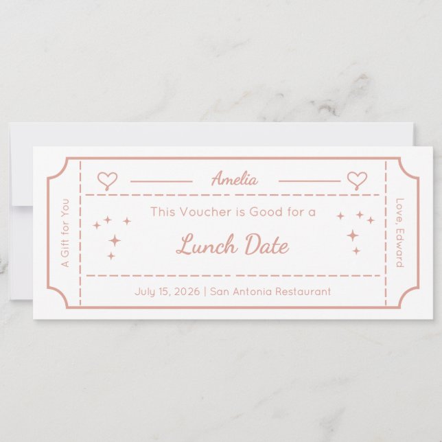 Gift Voucher, Lunch Date Custom Gift Card (Front)
