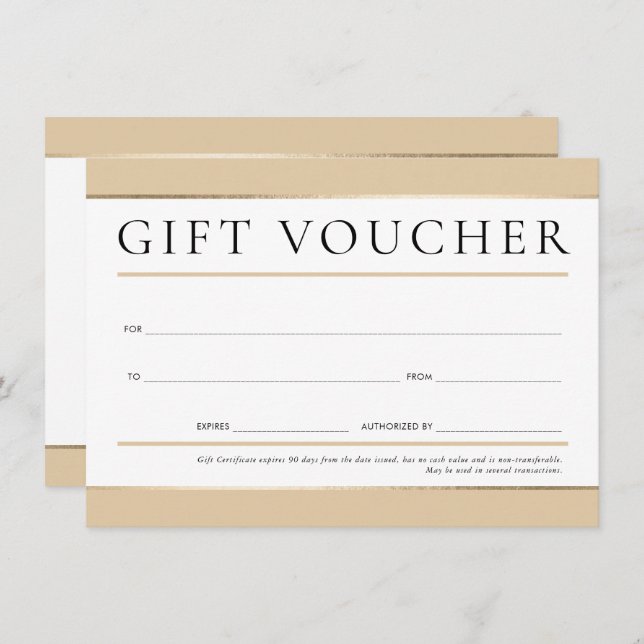 GIFT VOUCHER modern elegant business champagne Invitation (Front/Back)