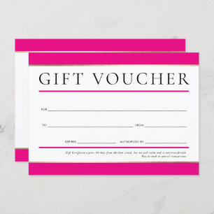 GIFT VOUCHER modern elegant business hot pink gold Invitation