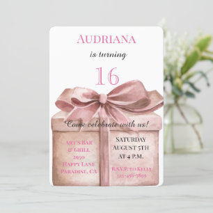 Gift with Bow 16th Birthday Invitation