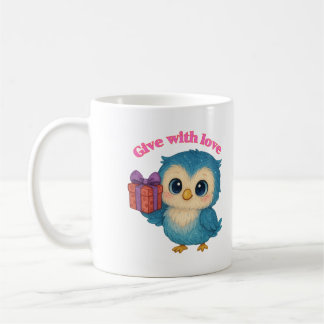 Gift with Love – Cute Owl with Present Coffee Mug
