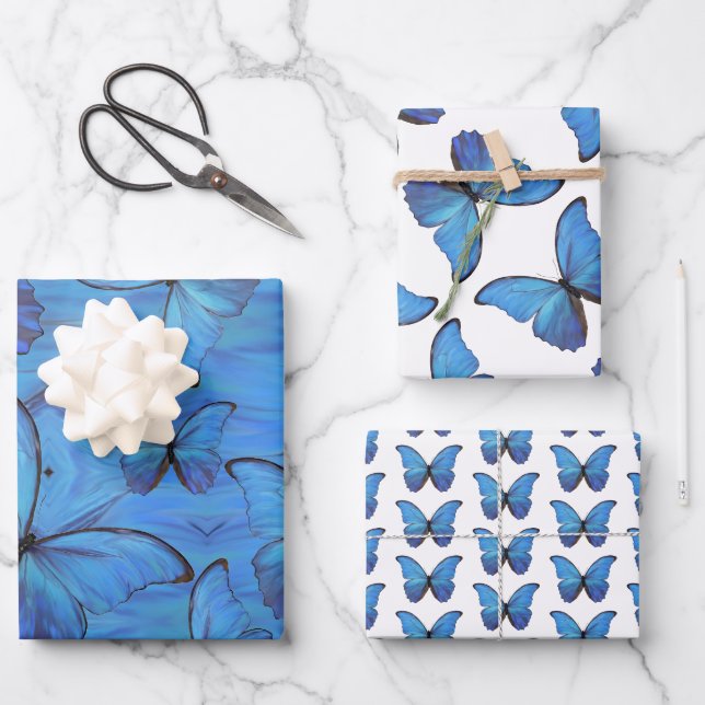 Gift Wrap Blue Morpho Butterflies (Front)