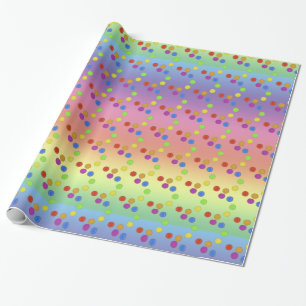 Gift Wrap - Coloured Dots on Rainbow Background