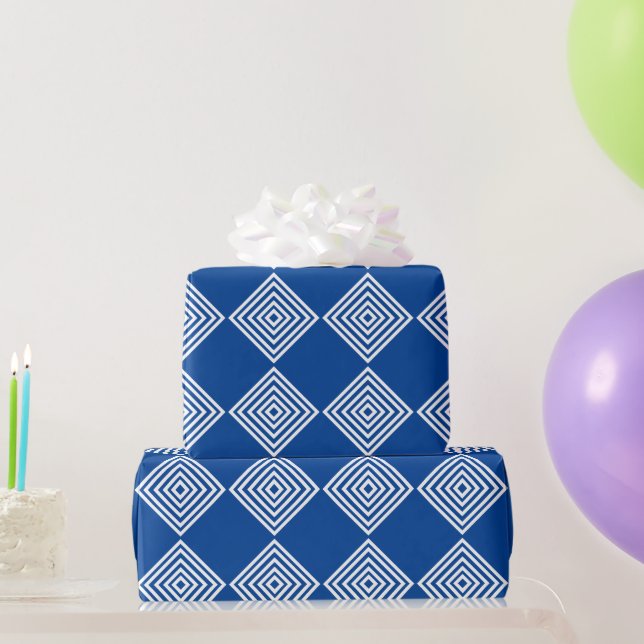 Gift Wrap - Concentric White Diamond Shapes (Party Gifts)