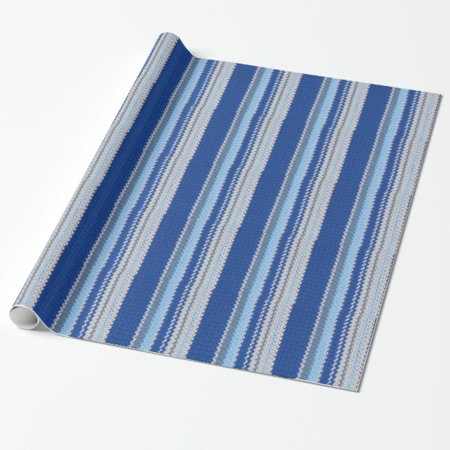 Gift Wrap - Crochet in blue stripes (Unrolled)