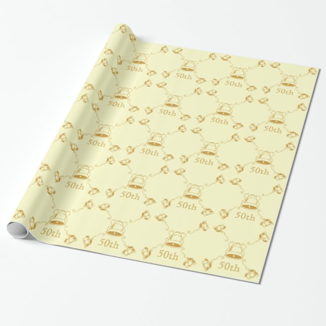 Gift Wrap - Golden Anniversary Bells (Unrolled)
