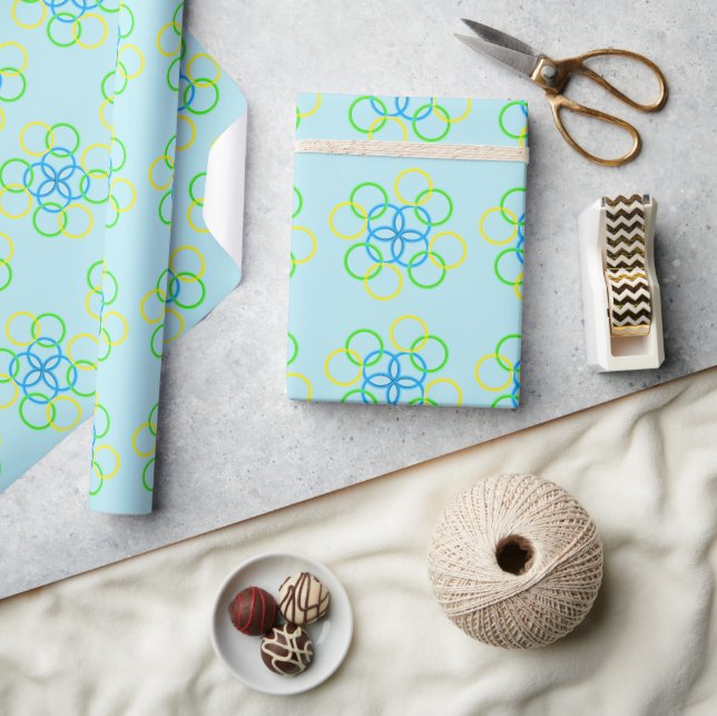Gift Wrap - Intersecting Rings (Blue) (Crafts)
