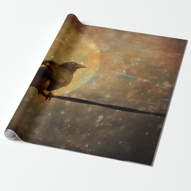 Gift Wrap-Mischievous Crow Wrapping Paper (Unrolled)