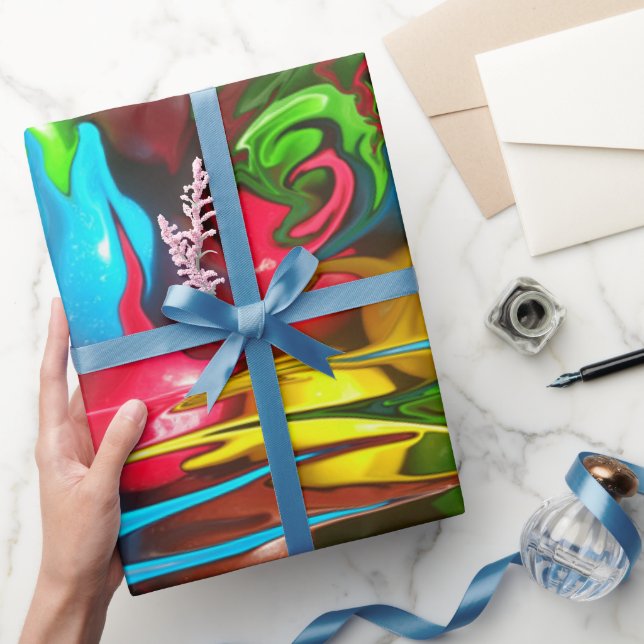 Gift Wrap Paper Colourful Melting M&Ms Design (Gifting)