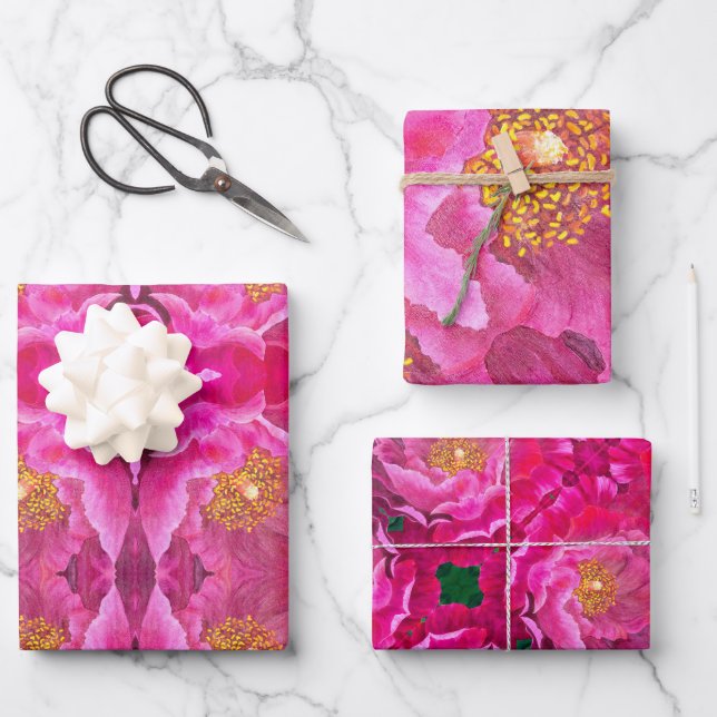 Gift Wrap Paper Pink Cactus Rose (Front)