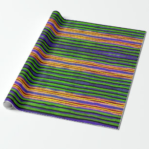 Gift Wrap Roll Green, Red, Yellow Stripes