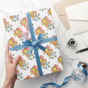 Gift Wrap Roll - NGA Watercolor Orange Roses