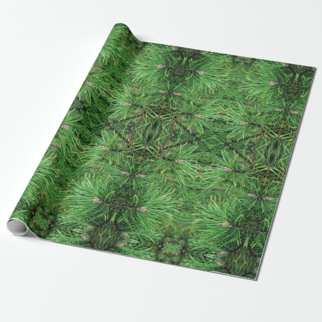 Gift Wrap Roll Pine Boughs (Unrolled)